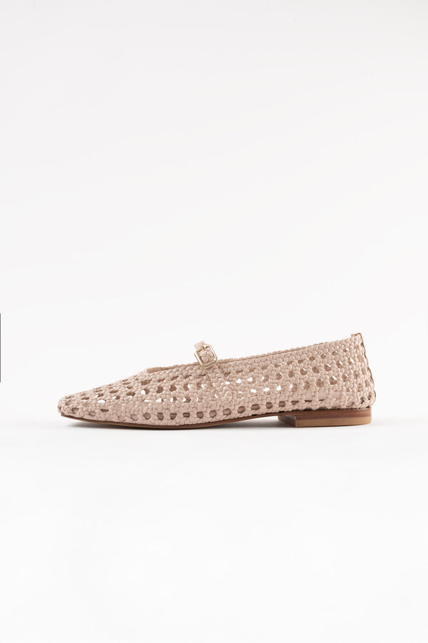 souliers martinez PARISBeige Woven Leather Ballerina
