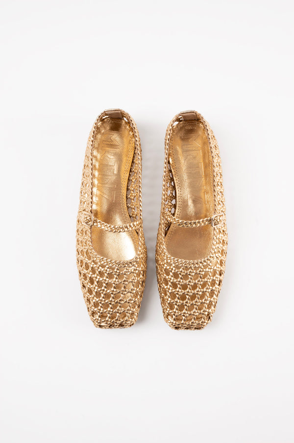 Souliers Martinez PARISGold Woven Leather Ballerina