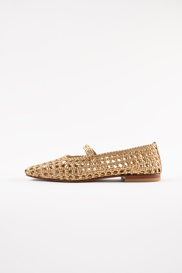 souliers martinez PARISGold Woven Leather Ballerina