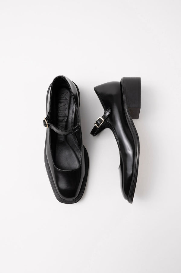 Souliers Martinez PENELOPEBlack Polished Leather Babies