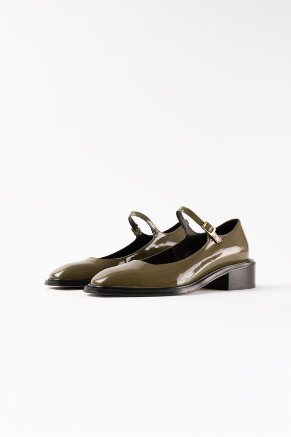 Souliers Martinez PENELOPEDark Green Patent Leather Babies