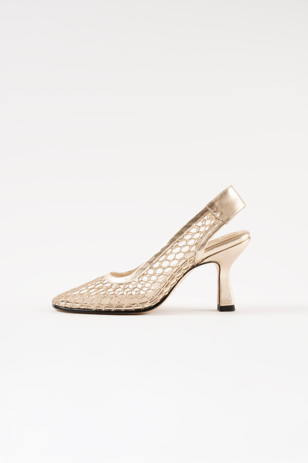 souliers martinez BEATRIZGold Mesh Pumps