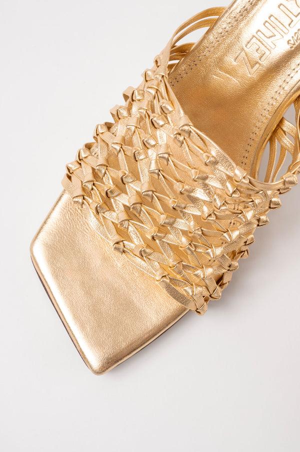 Souliers Martinez CABOGold Woven Leather Sandals