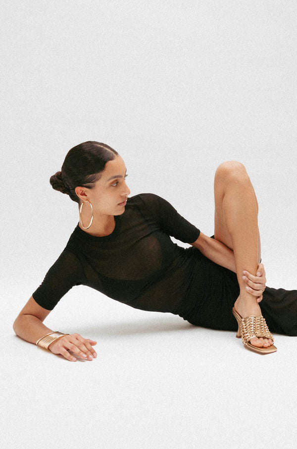 Souliers Martinez CABOGold Woven Leather Sandals