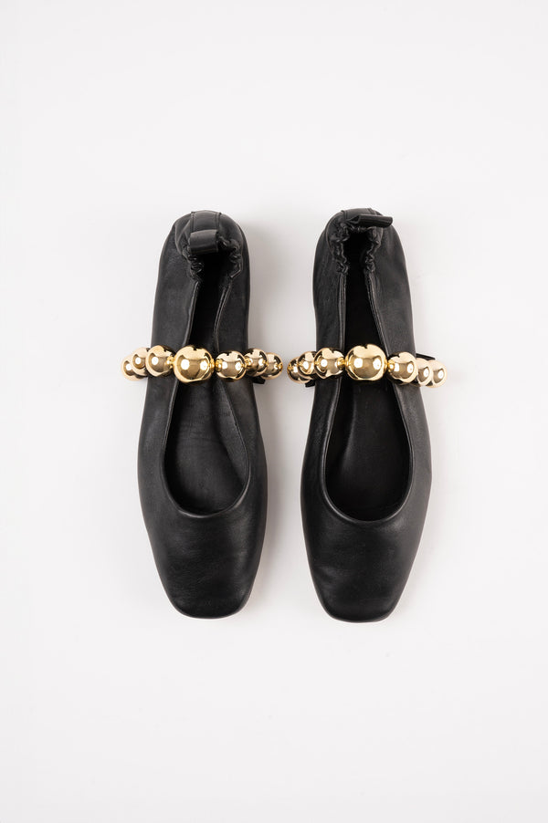 Souliers Martinez FLAMENCABlack Leather Ballerina