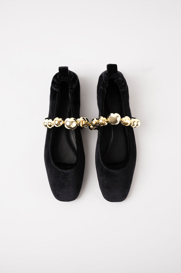 Souliers Martinez FLAMENCABlack Velvet Ballerina