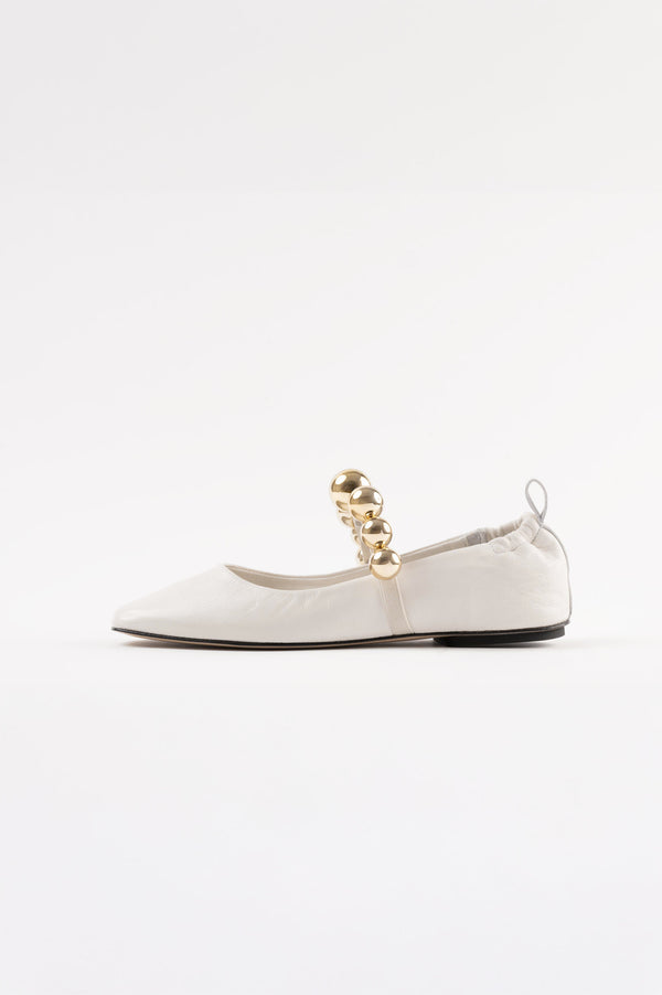souliers martinez FLAMENCAWhite Leather Ballerina