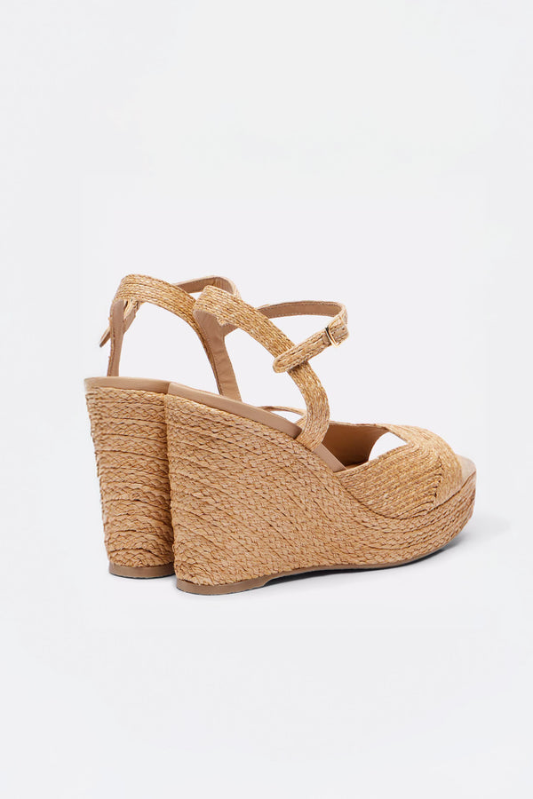 Souliers Martinez SUMMERNatural Raffia Platform Sandals
