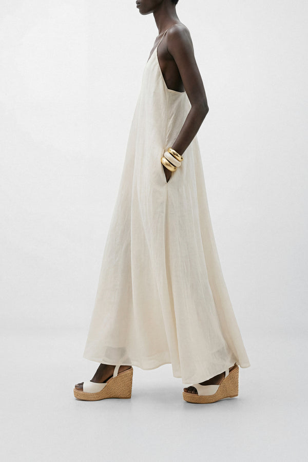 Souliers Martinez SUMMERWhite Leather And Raffia Platform Sandals