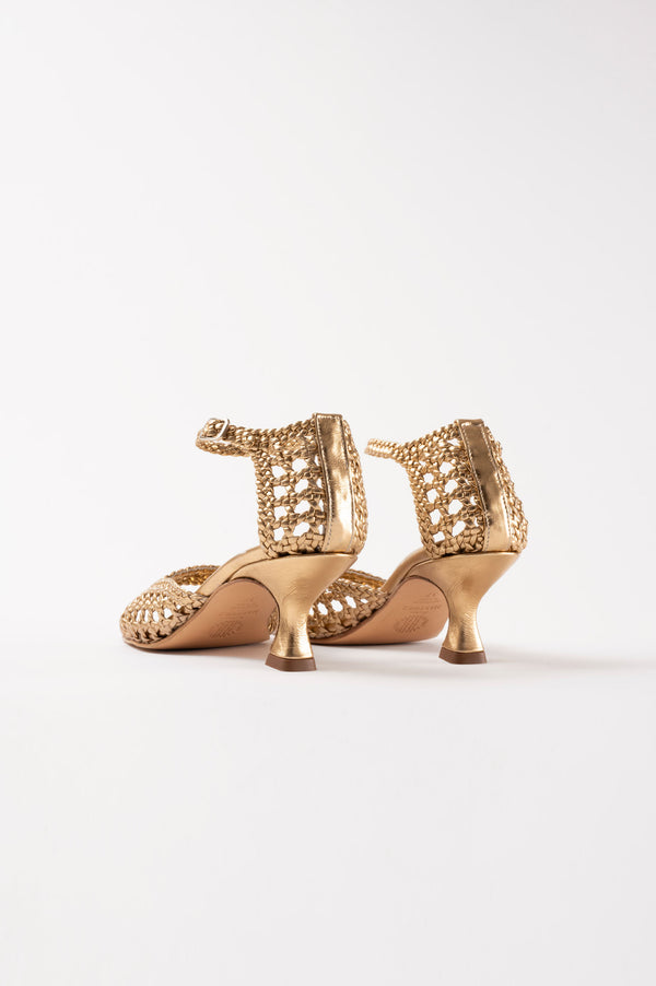 Souliers Martinez VERONICAGold Woven Leather Sandals