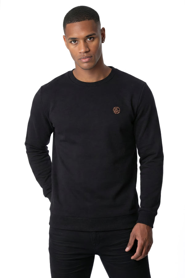 soulstar Embroidered Logo Crew Neck Sweatshirt Black