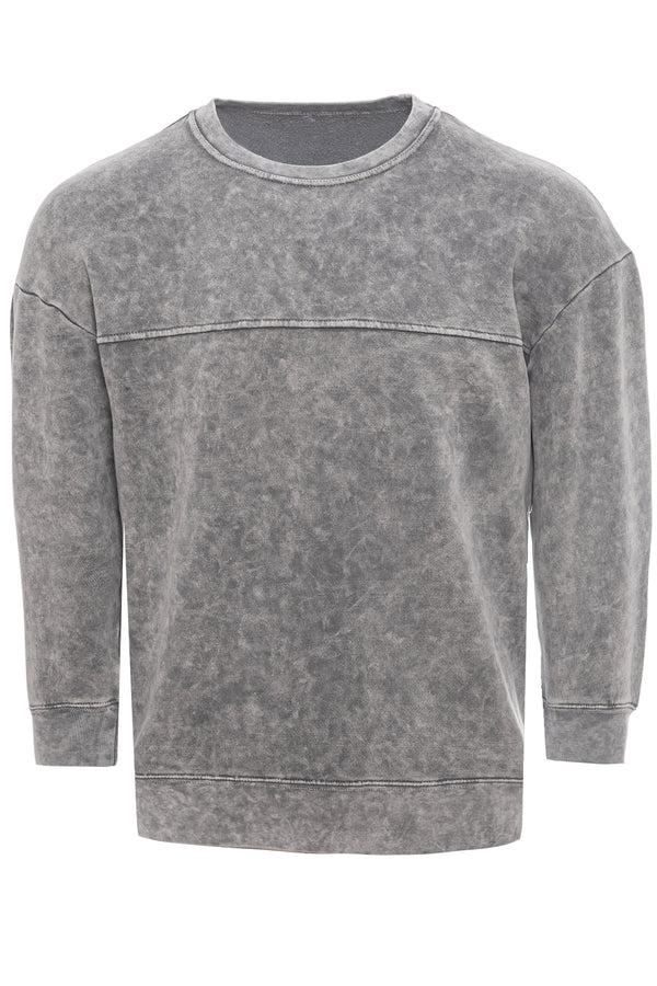 Soulstar Grennan Acid Wash Crewneck Sweatshirt Grey