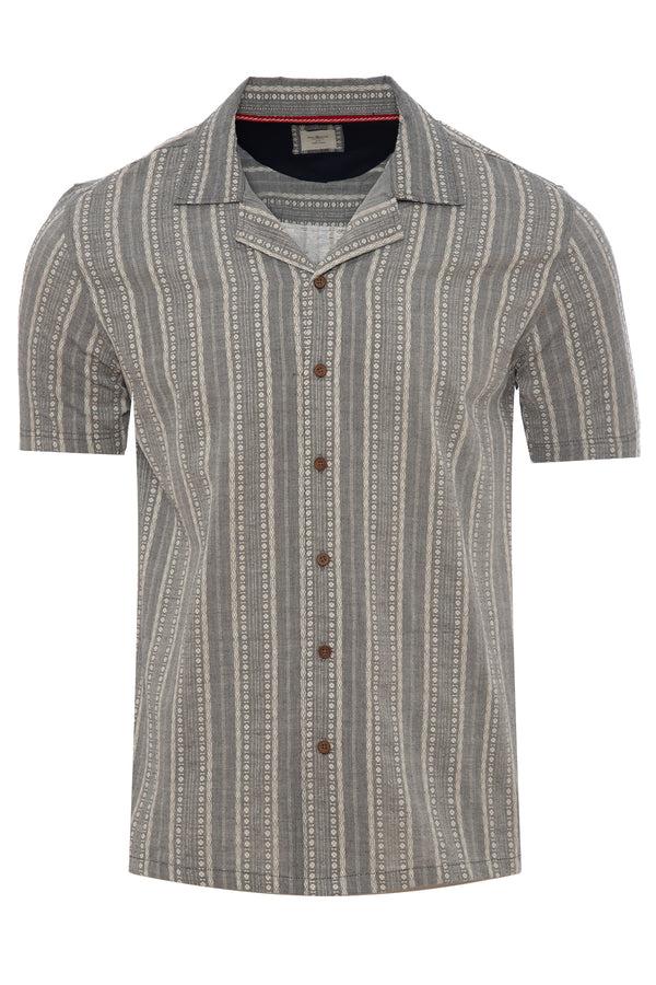 Soulstar Men's Aztec Stripe Revere Collar Shirt Brown