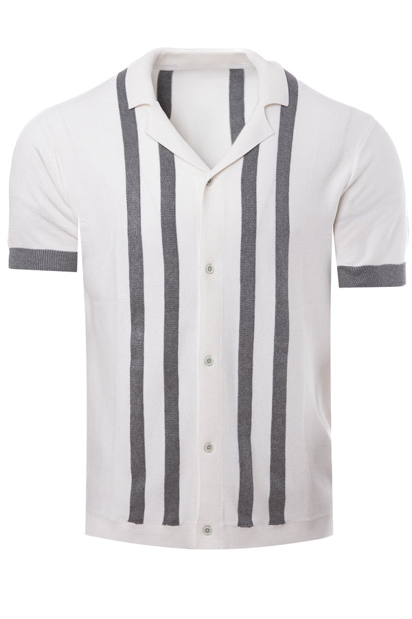 Soulstar Men's Classic Full-Button Knit Cardigan Ecru