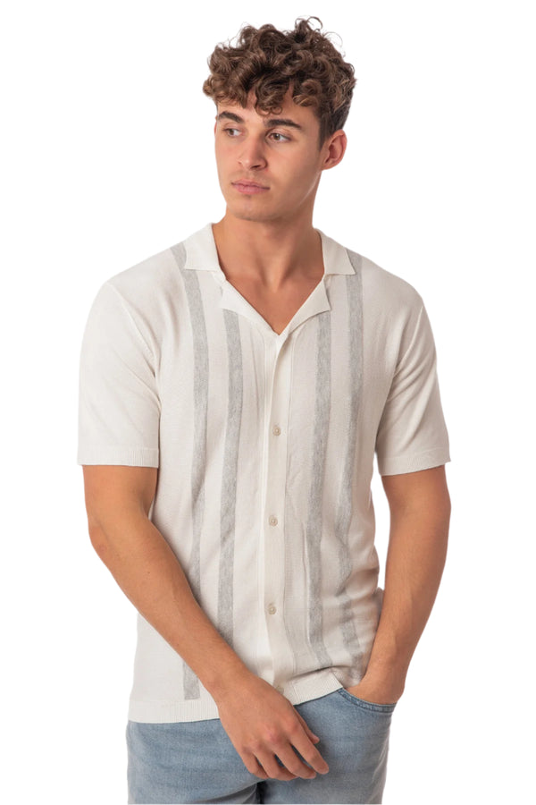 Soulstar Men's Classic Full-Button Knit Cardigan Ecru