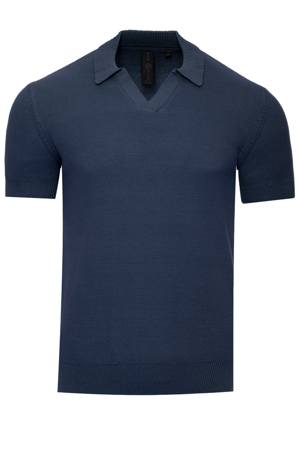 Soulstar Men's Classic Short Sleeve Knit Polo Shirt Navy