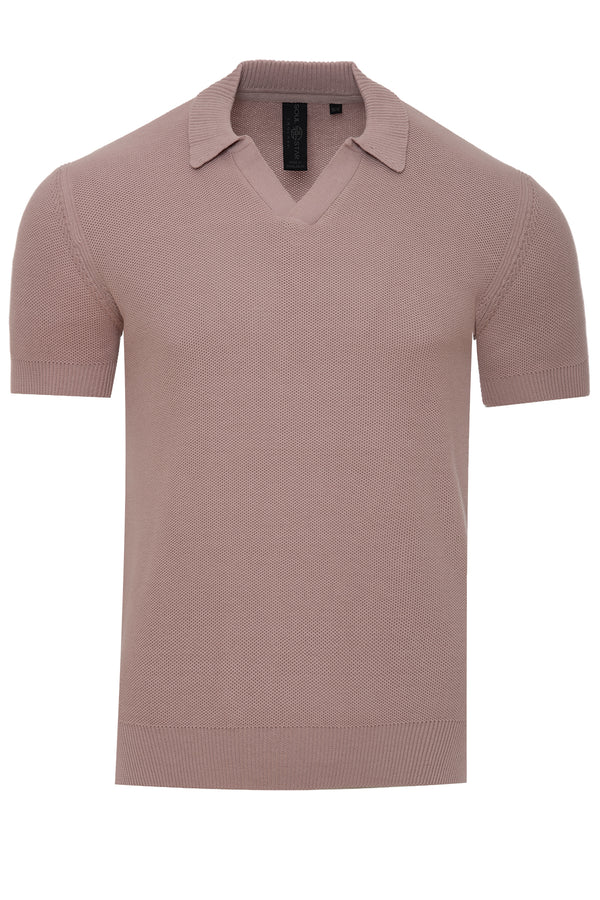 Soulstar Men's Classic Short Sleeve Knit Polo Shirt Navy