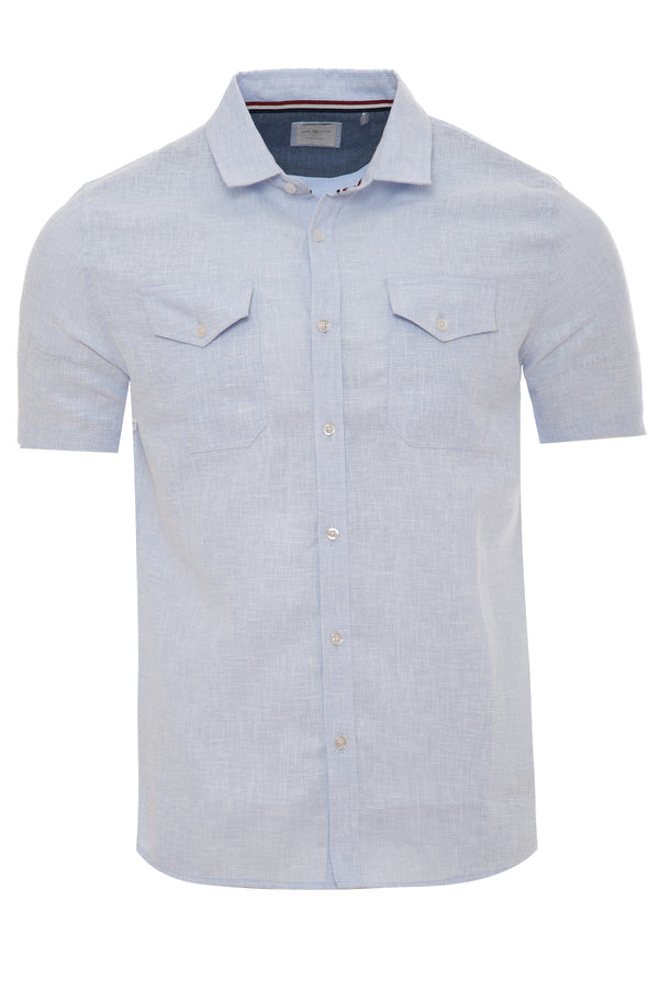 soulstar Men's Herringbone Revere Collar Shirt Light blue