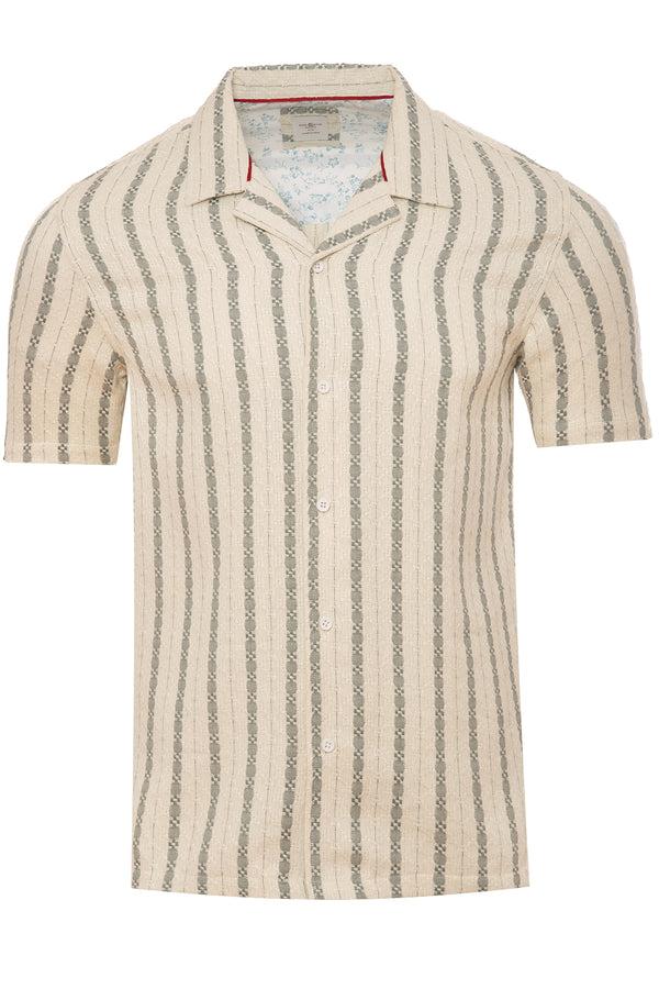 Soulstar Men's Jacquard Stripe Revere Collar Shirt Grey