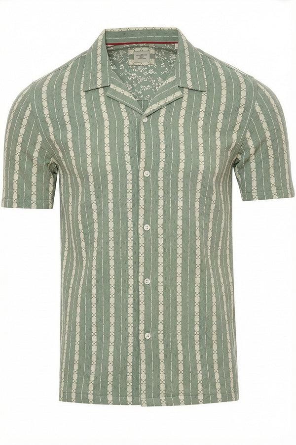 Soulstar Men's Jacquard Stripe Revere Collar Shirt Grey