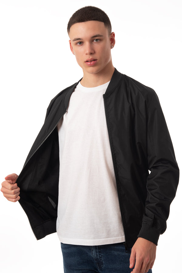 Soulstar Men's Lightweight Mesh Lined Bomber Jacket Light Grey