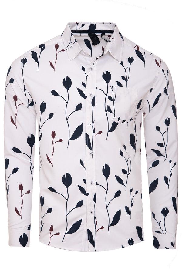 Soulstar Men's Modern Floral Print Long Sleeve Shirt Black