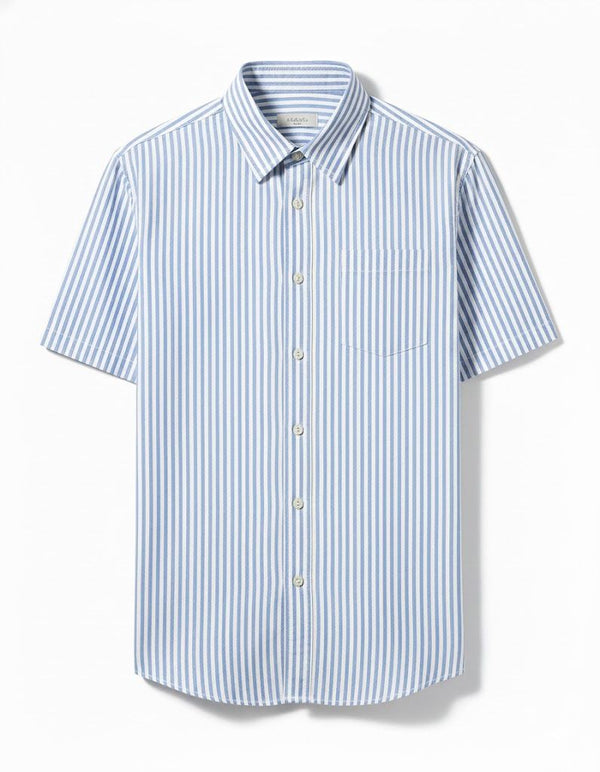 soulstar Men's Oxford Stripe Regular Fit Shirt Light blue