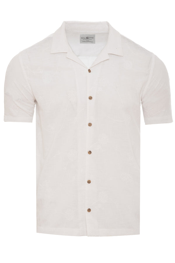 soulstar Men's Premium Cotton Revere Collar Shirt White