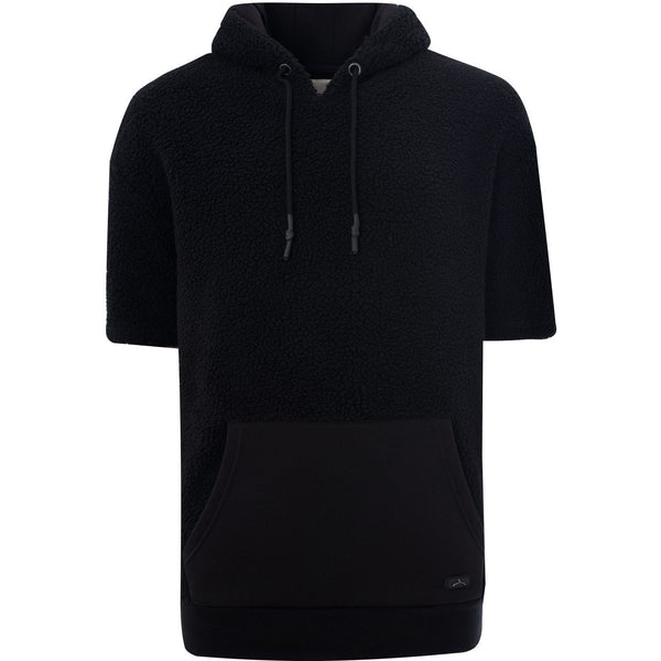 Soulstar Men's Short Sleeve Teddy Fleece Hoodie Beige