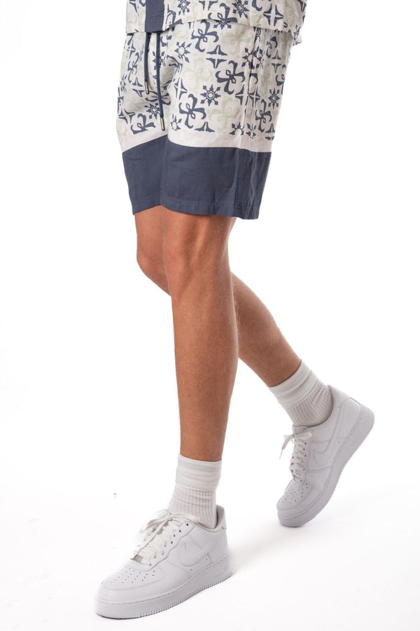Soulstar Men's Slim-fit Pigment Print Shorts Mid Blue