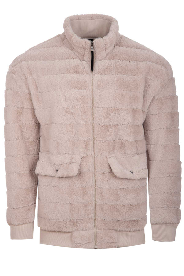 Soulstar Men's Teddy Fleece Bomber Jacket - Plush Zip Up Black