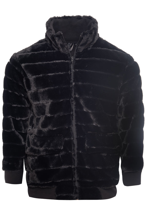 Soulstar Men's Teddy Fleece Bomber Jacket - Plush Zip Up Black