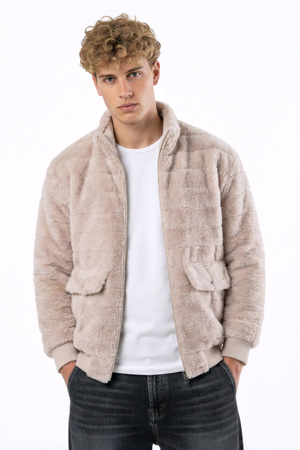 Soulstar Men's Teddy Fleece Bomber Jacket - Plush Zip Up Black