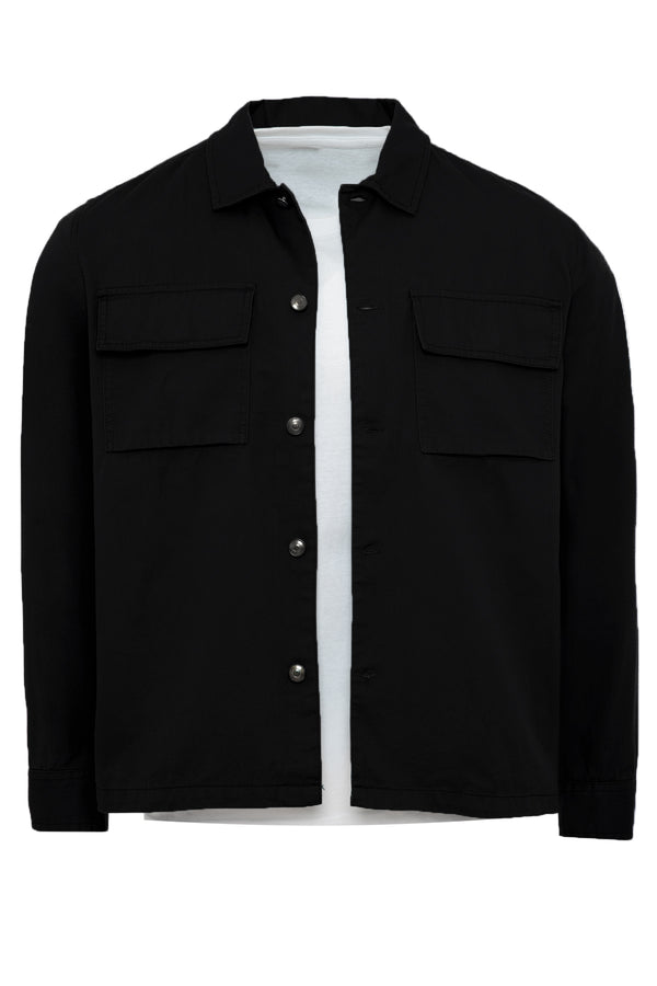 Soulstar Men's Textured Cargo Overshirt Shacket Black