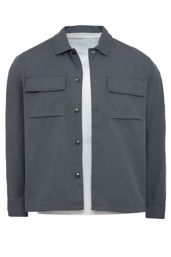 Soulstar Men's Textured Cargo Overshirt Shacket Black