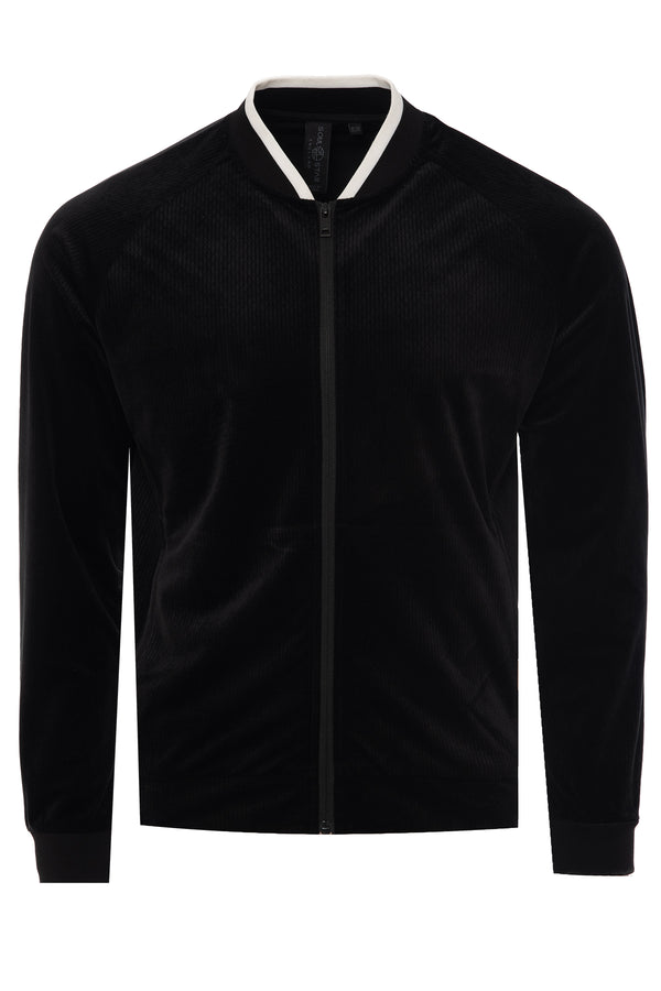 Soulstar Men's Velour Zip Up Luxury Sweatshirt Black