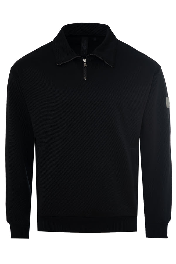 Soulstar Regent Textured Quarter-Zip Sweatshirt White