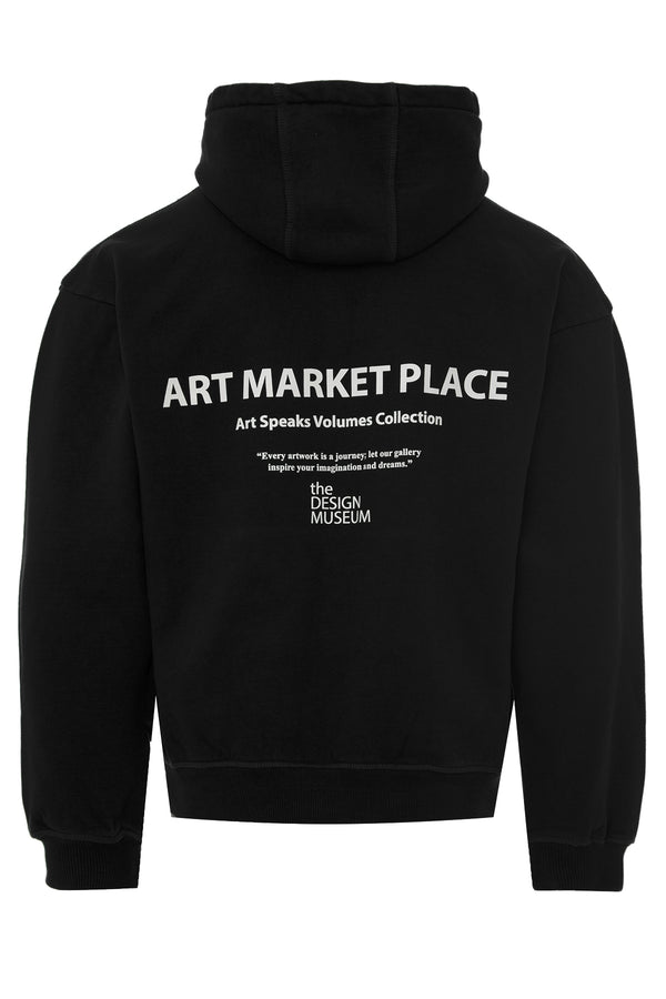 Soulstar Art Market Place Graphic Hoodie Black