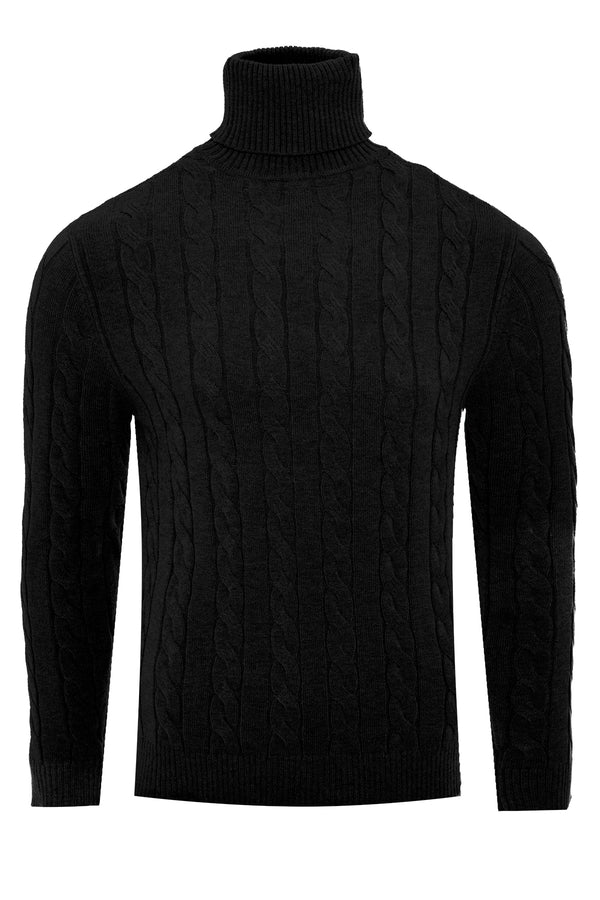 Soulstar Cable Knit Turtleneck Jumper Grey Mel