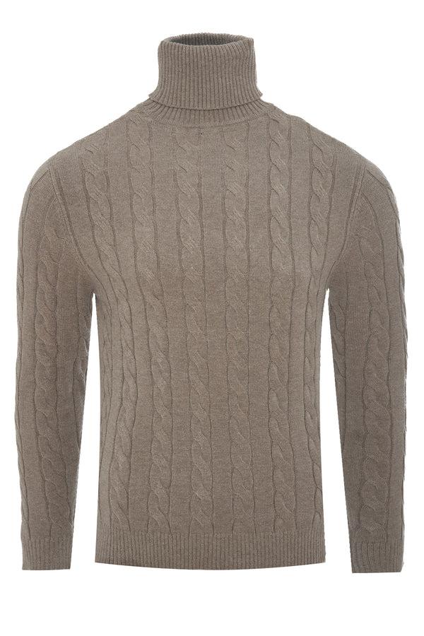Soulstar Cable Knit Turtleneck Jumper Grey Mel