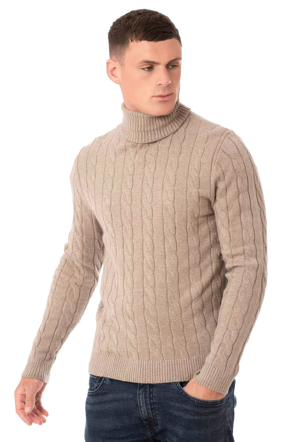 soulstar Cable Knit Turtleneck Jumper Grey Mel