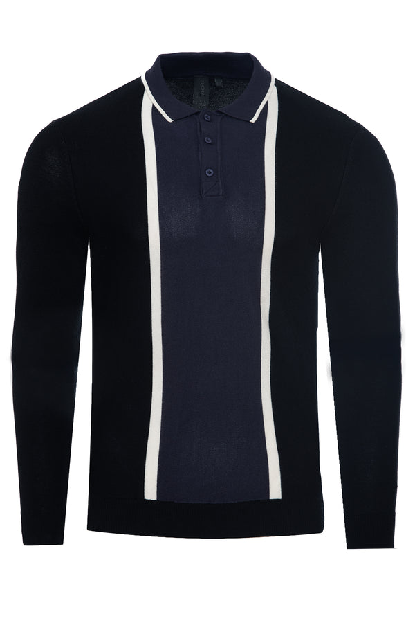 Soulstar Colour Block Polo Knit Black