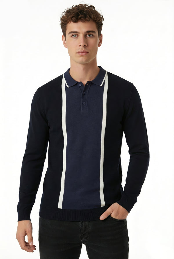 Soulstar Colour Block Polo Knit Black