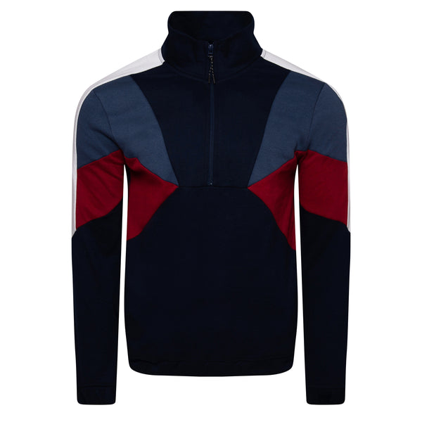 Soulstar Colour Block Quarter-Zip Sweatshirt Navy