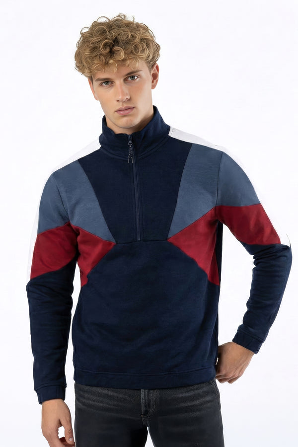 soulstar Colour Block Quarter-Zip Sweatshirt Navy
