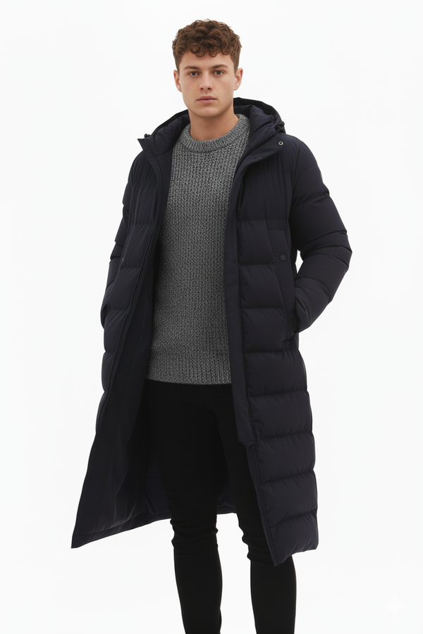 Soulstar Full Length Longline Puffer Jacket Black