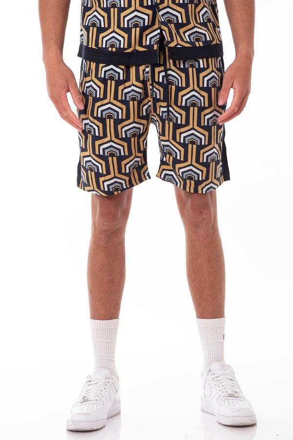 Soulstar Geometric Print Shorts Navy