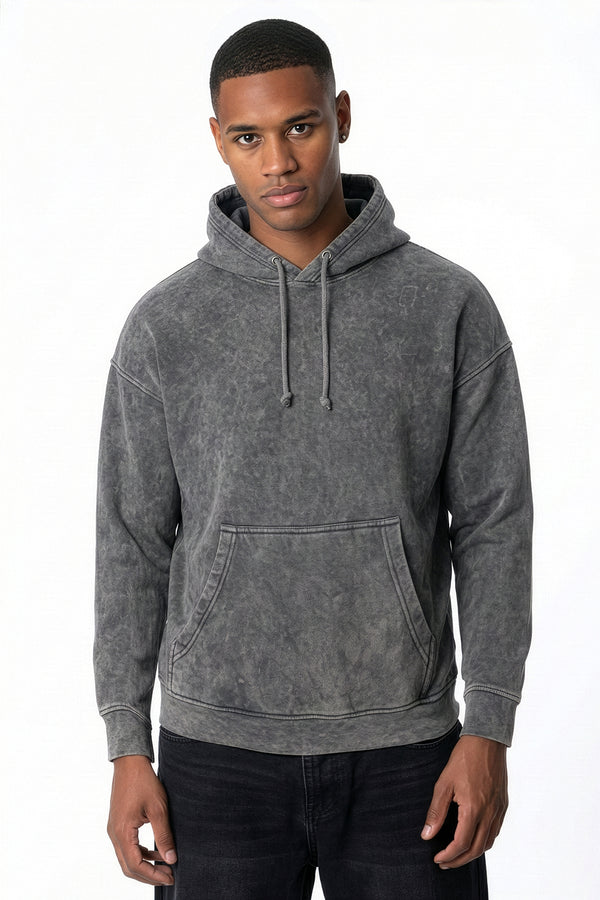 soulstar Grennan Acid Wash Hooded Sweatshirt Gray