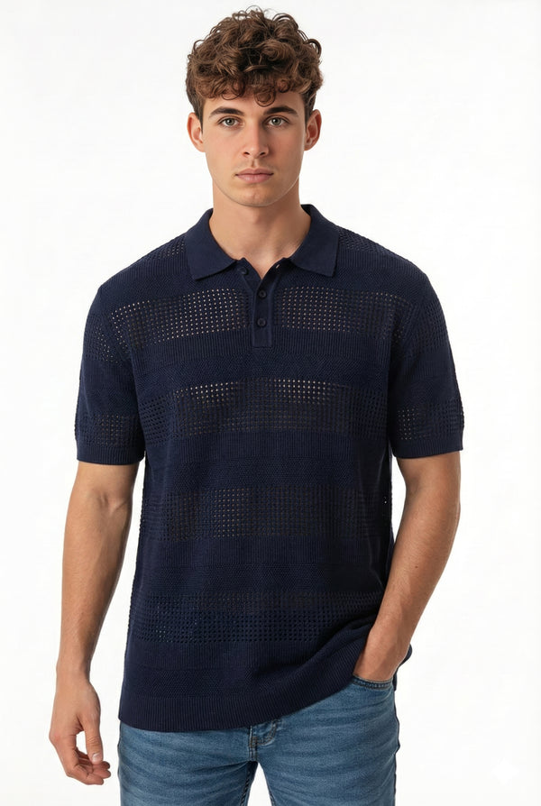 Soulstar Half Button Polo Navy