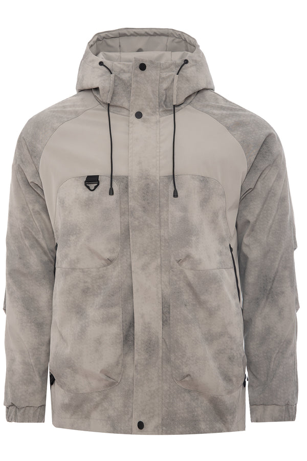 Soulstar Hooded Camo Print Coat Beige